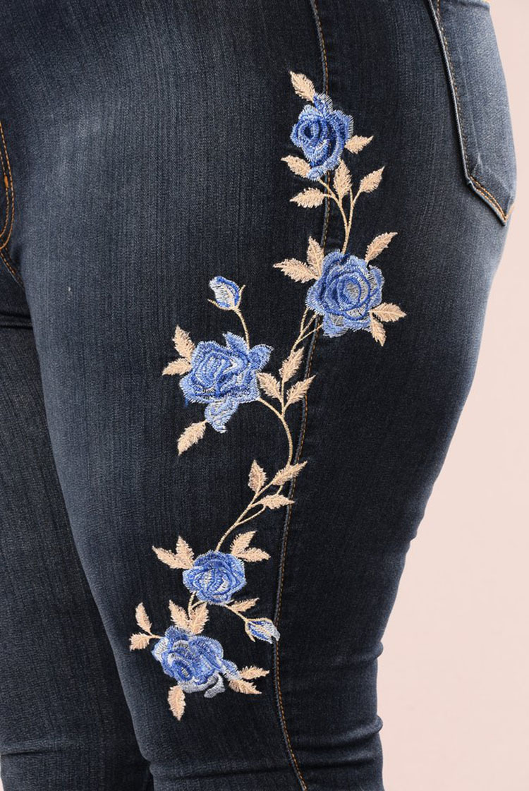 SZ60109 embroidered denim jeans